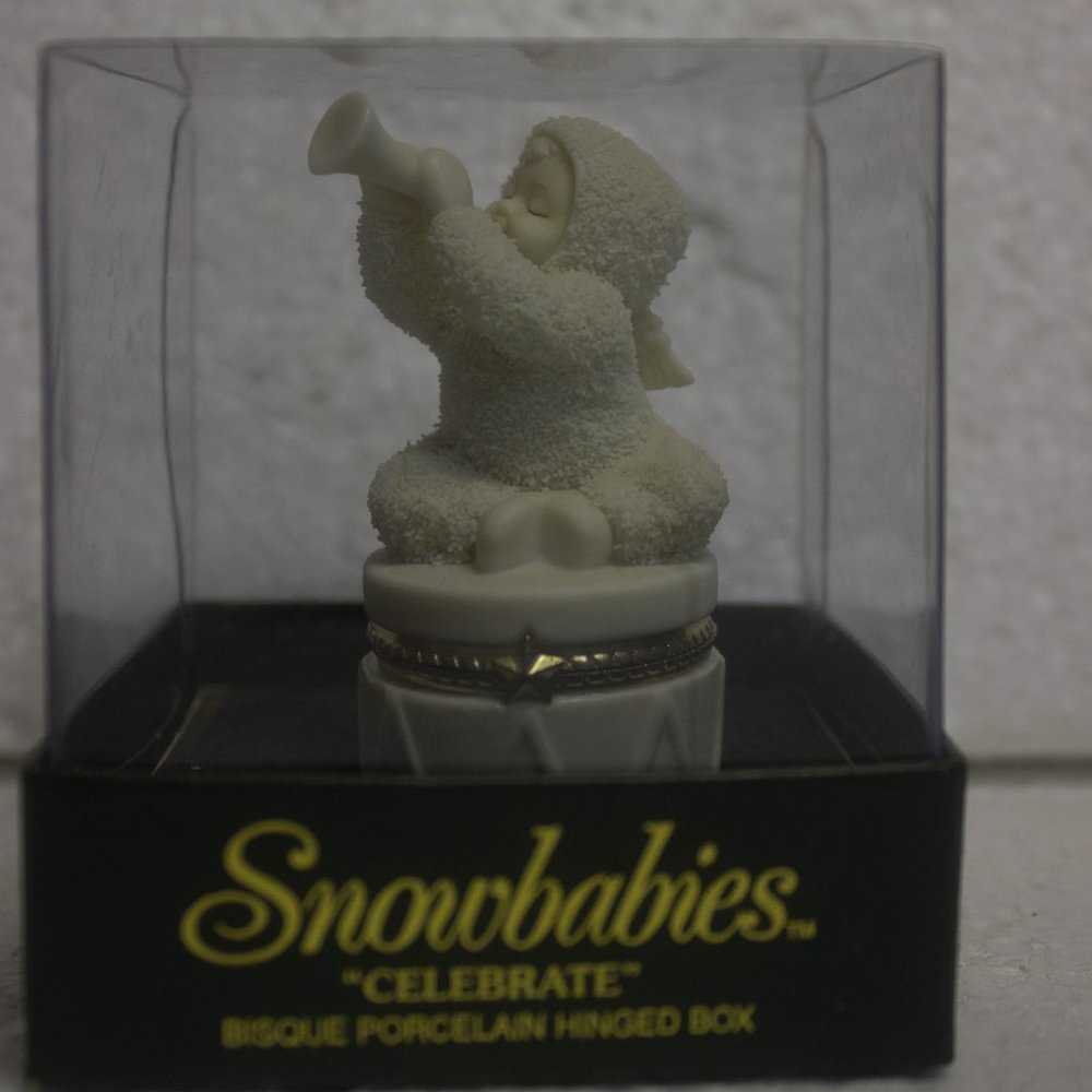 Vintage Dept. 56 Snowbabies Celebrate Hinged Box in Original Box